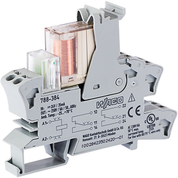 WAGO Stecksockel m.Relais 2W, 24V DC 788-384